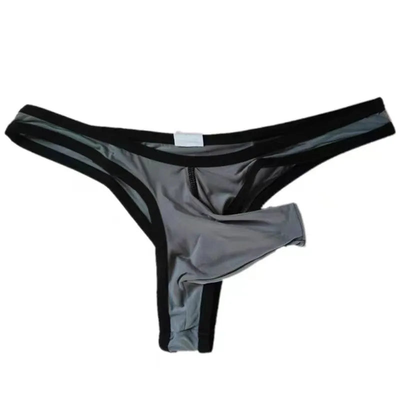 Men's white Ice Silk nylon briefs laid flat, showing the classic briefs design.