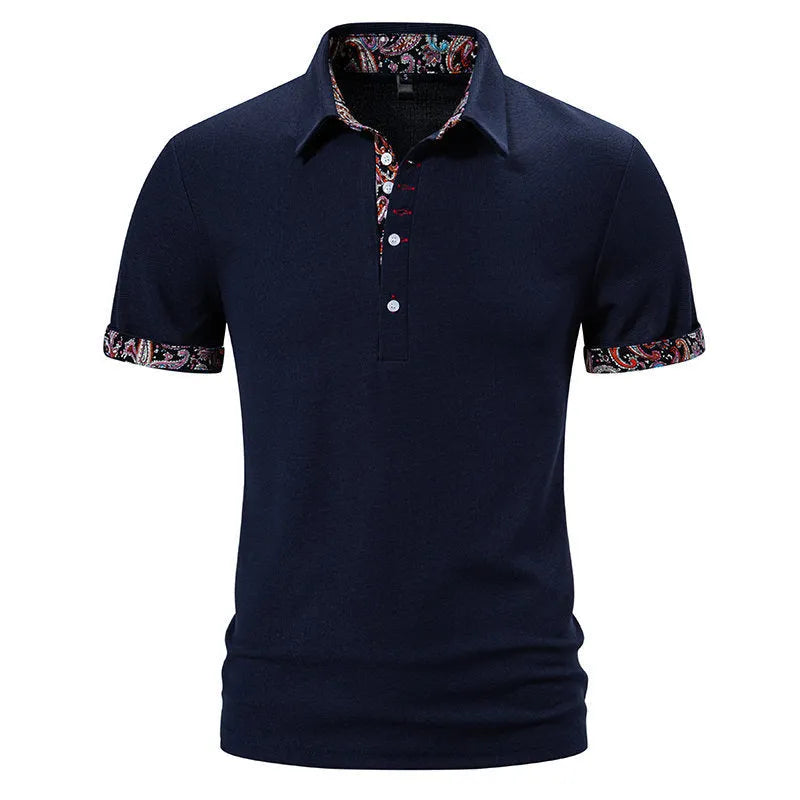 Men's classic polo shirt in cotton blend fabric with short sleeves and turnover collar.