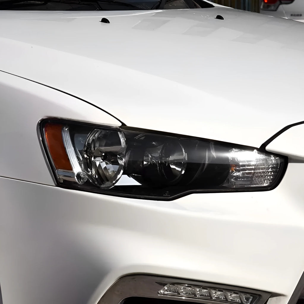 Transparent plastic car headlight housing cover showing 50mm by 30mm dimensions