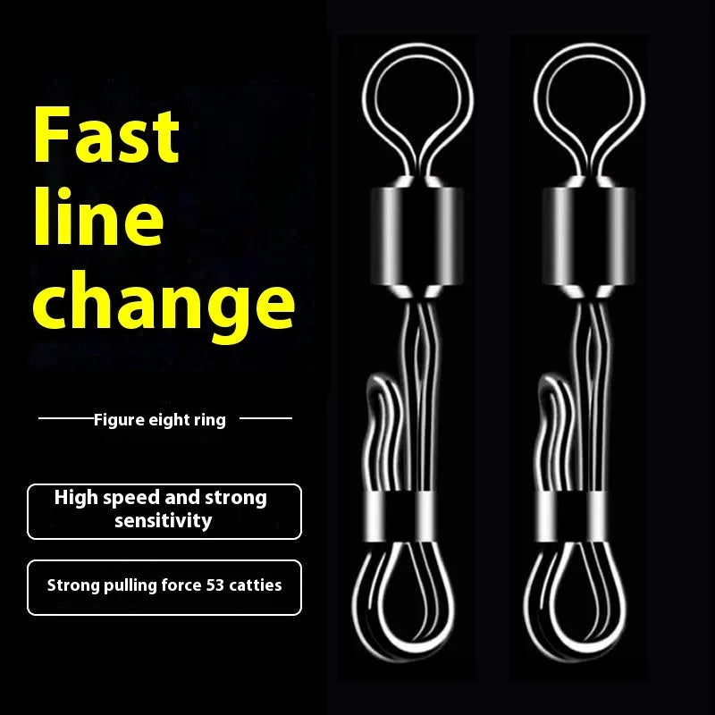 Brass fishing barrel swivel with quick release 8-word ring for fast line changes