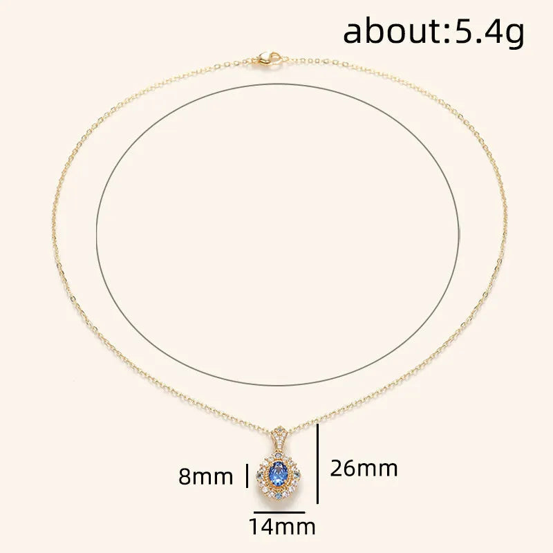 Huitan yellow gold colour necklace with mixed gem and zircon pendant on an adjustable box chain.