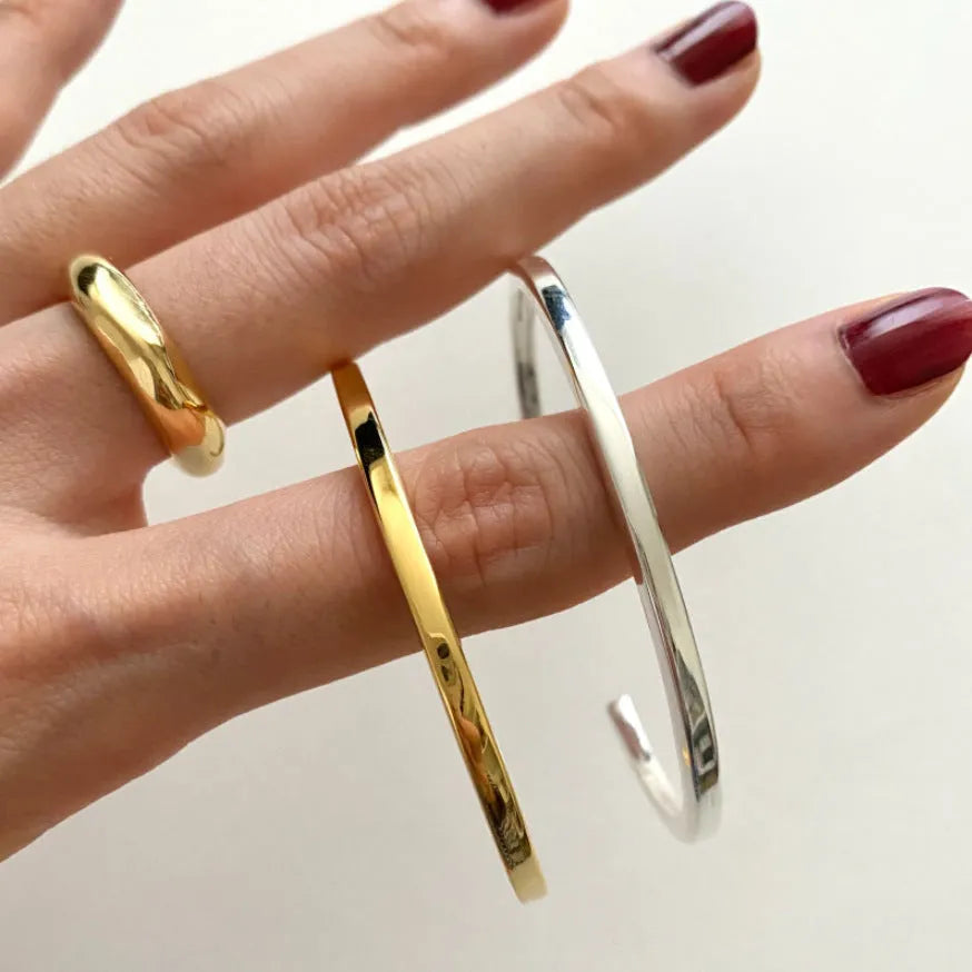 Sterling silver 3mm square line bracelet for women, plain silver finish, minimalist jewellery