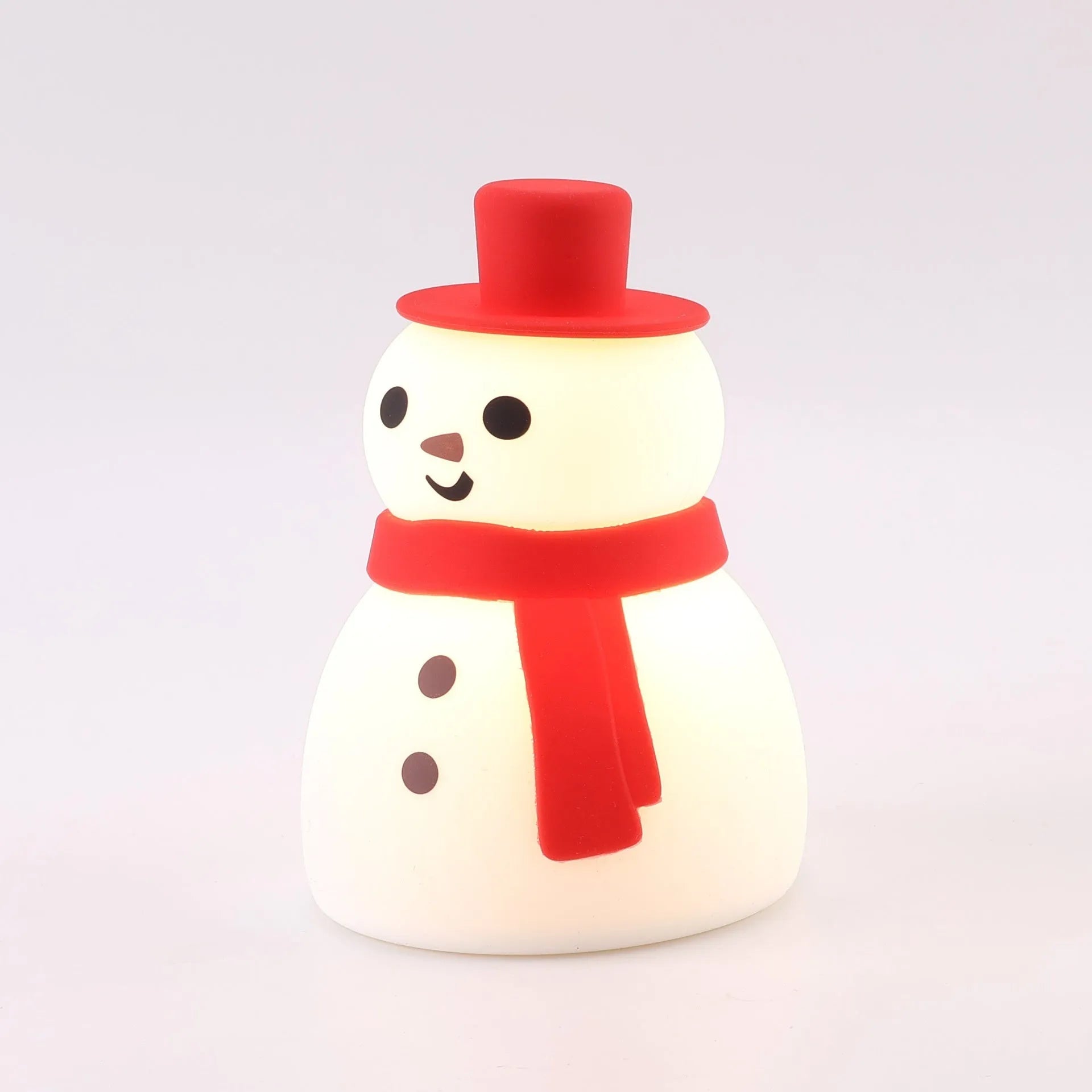 Christmas snowman silicone racket small night lamp with warm light on a shelf, 84x120 mm