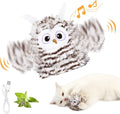 Gray rechargeable automatic chirping owl cat toy with flapping wings