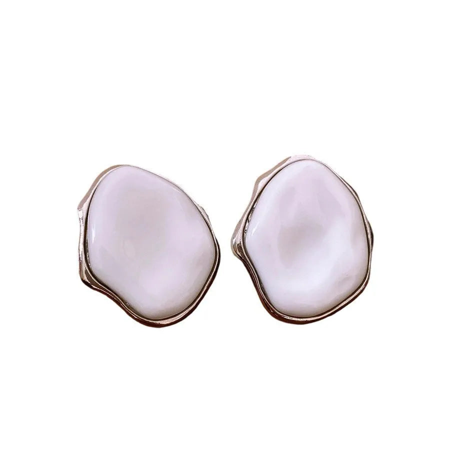 Silver Needle White irregular acrylic earrings for women, handmade drop style