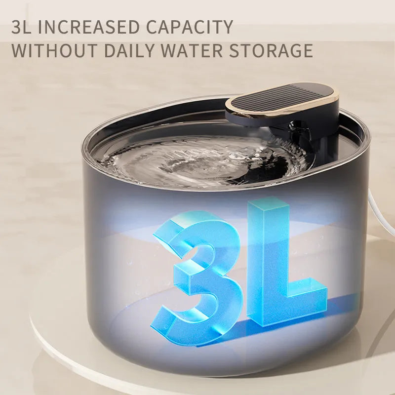 Automatic pet water fountain with USB cable, filter element, and detachable components in Berlin blue colour