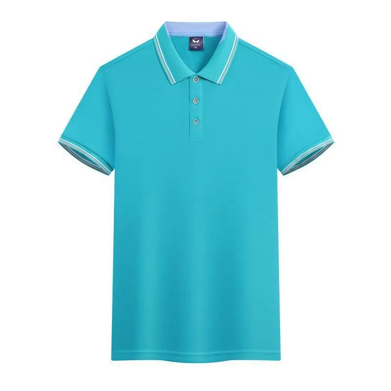 Men's ice silk quick-dry polo shirt in slim fit with short sleeves shown in blue grey colour