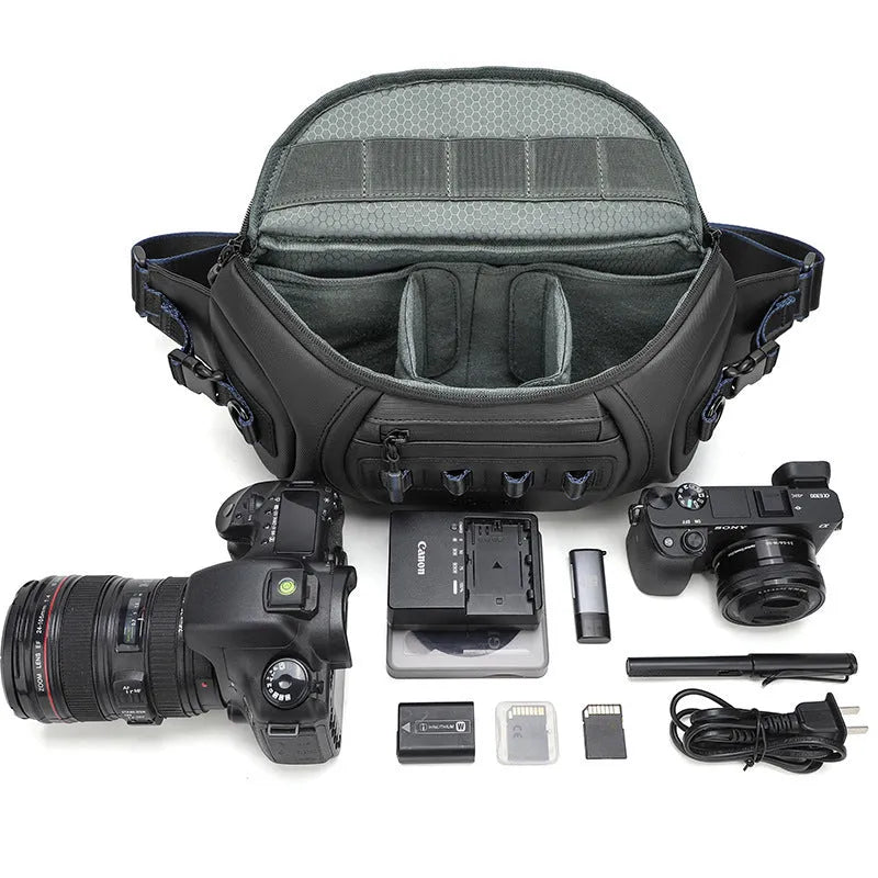 Waterproof Oxford cloth DSLR camera shoulder bag in black, grey and green colours